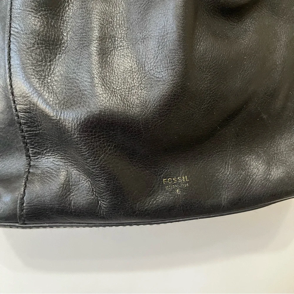 Fossil Black Leather Bucket Bag